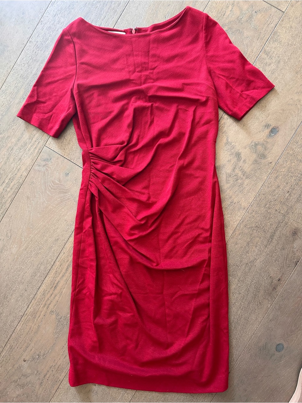 Neiman Marcus Exclusive Red Ruched Sheath Dress